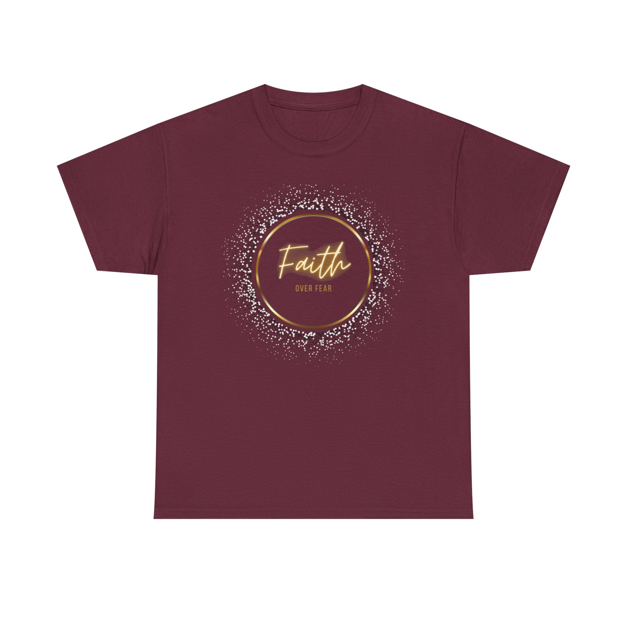 Friendship Circle Graphic Tee- 'Faith Over Fear' Gold Script Floral Badge