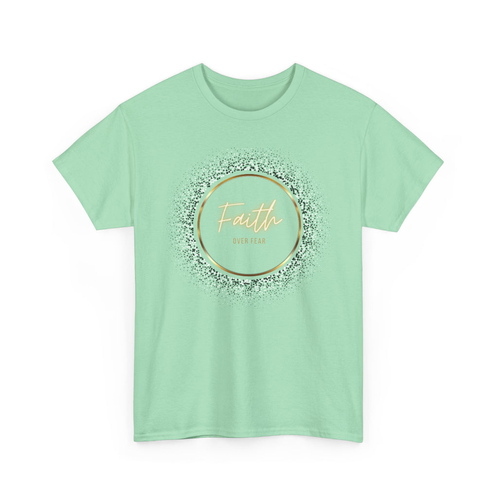 Friendship Circle Graphic Tee- 'Faith Over Fear' Gold Script Floral Badge