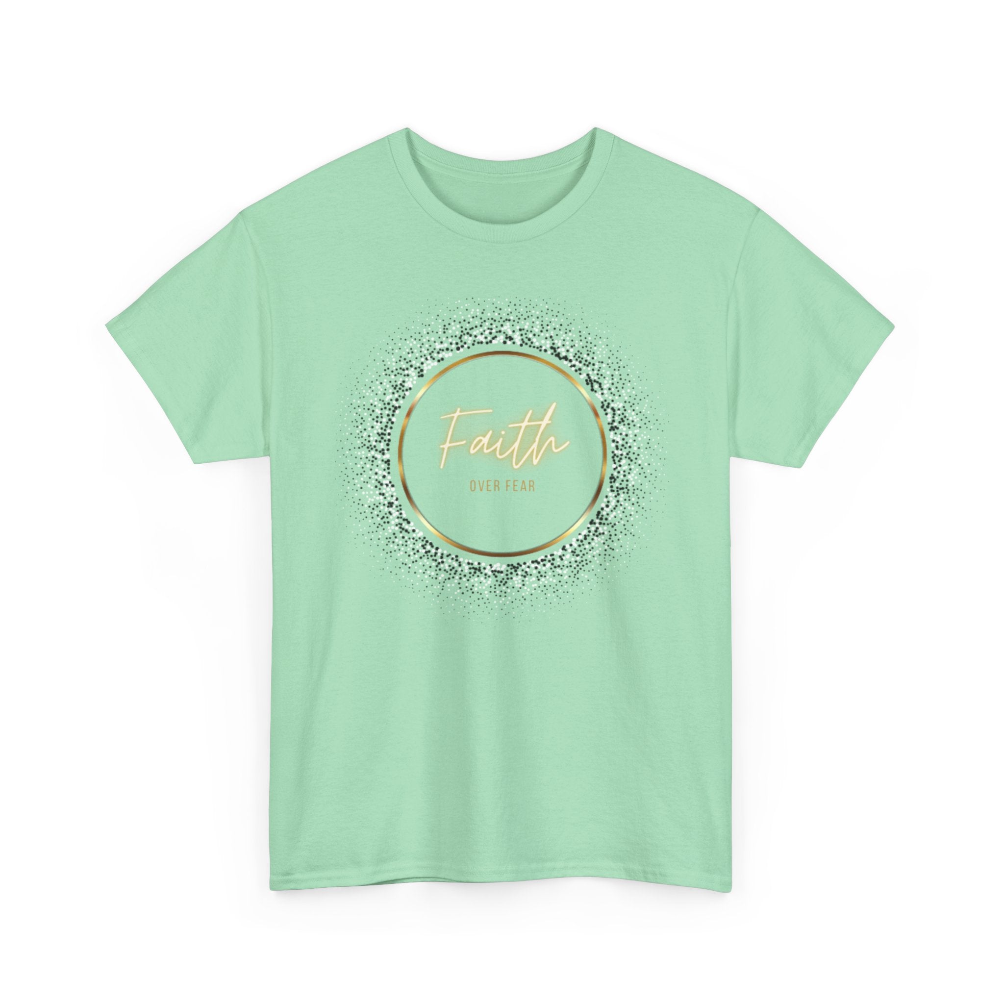 Friendship Circle Graphic Tee- 'Faith Over Fear' Gold Script Floral Badge