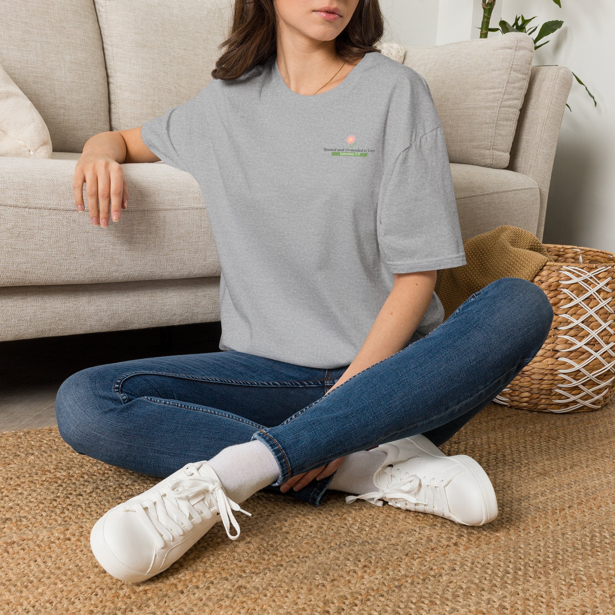 T-Shirt — 'Sunshine and Serendipity' Minimal Floral Chest Logo Tee