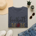 Football Mom Leopard Print Tee — Cute Script Design with Football Graphic