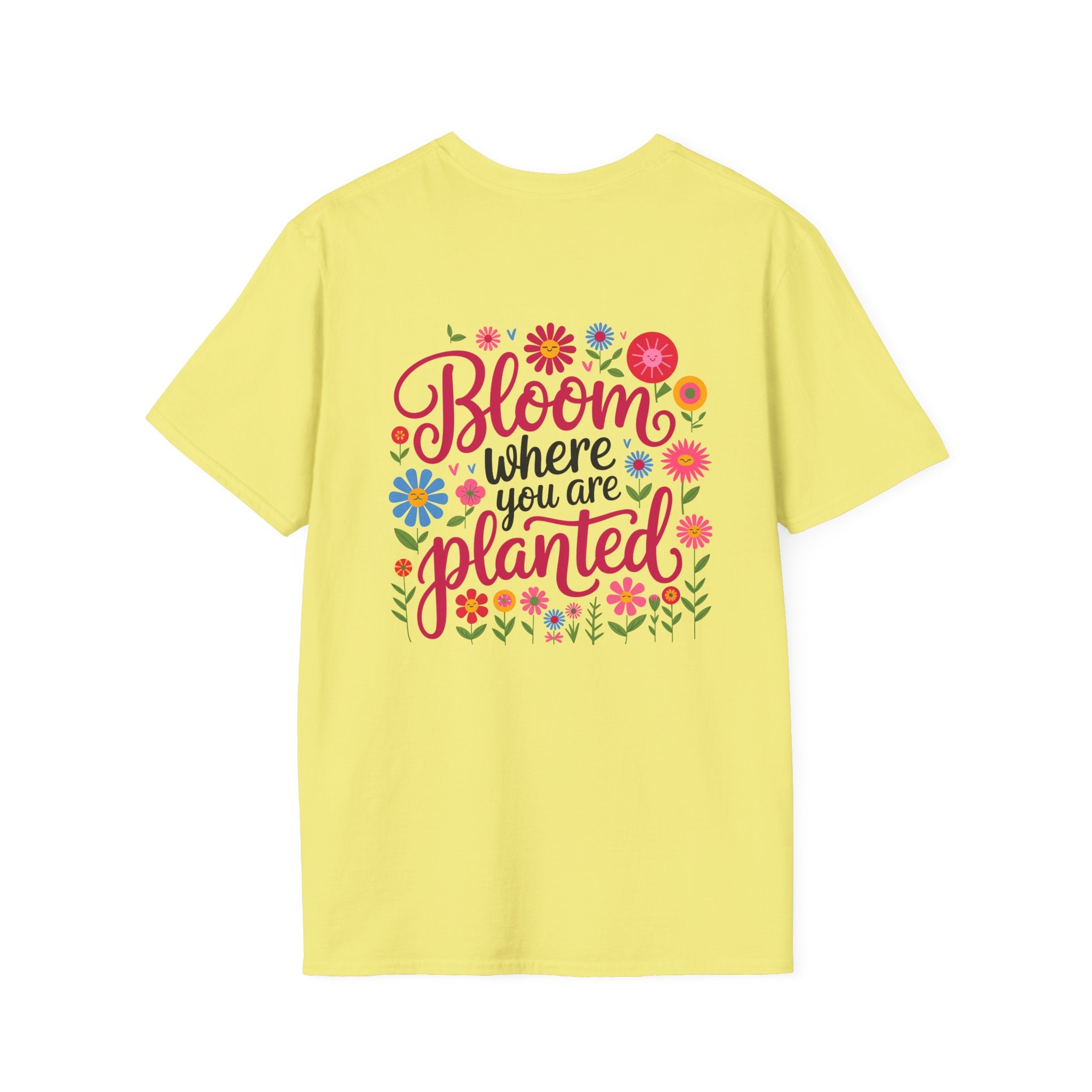 T-Shirt — 'Sunshine and Serendipity' Minimal Floral Chest Logo Tee