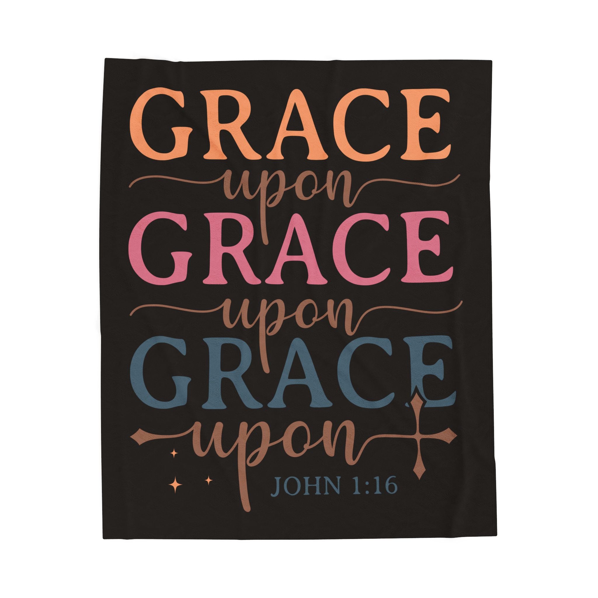 Velveteen Blanket — "Grace Upon Grace" Christian Throw (John 1:16)