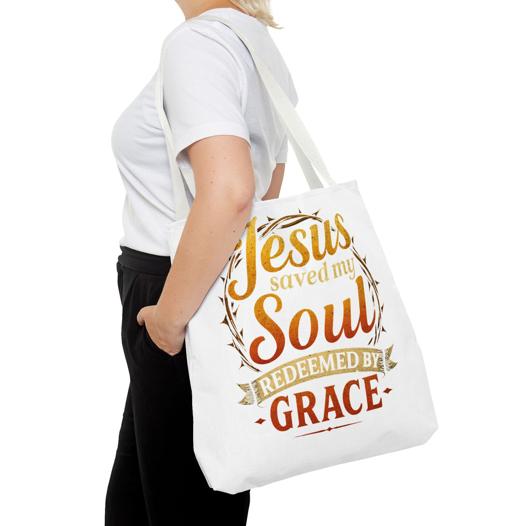 Canvas Tote Bag — "Jesus Saved My Soul, Redeemed by Grace"
